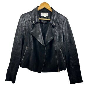 Anthropologie Marrakech Moto‎ Jacket Womens Medium Blk Faux Leather Biker Grunge